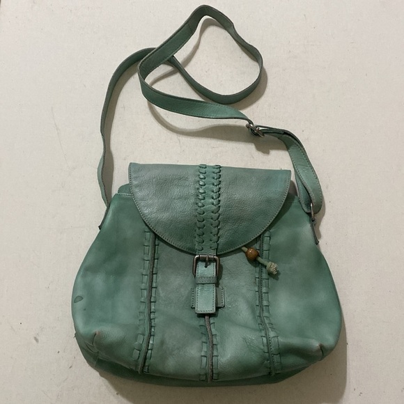 Latino Elegant Green Leather Shoulder Bag Bucket Bag women large boho Y2K office - Picture 11 of 11